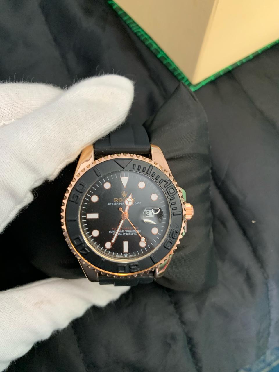 Luxury Rolex Yacht-Master Inspired Watch – Rose Gold & Black Edition